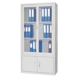 Quality Sliding Door Steel Filing Cabinet Knock Down Metal Stationery Cupboard With Upper Sliding Doors And Lower Swing Doors wholesale
