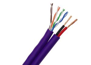 Quality UTP CAT5E+2DC Power Siamese Camera Cable 4 Pair Rip Cord 5.1 PVC Gray wholesale