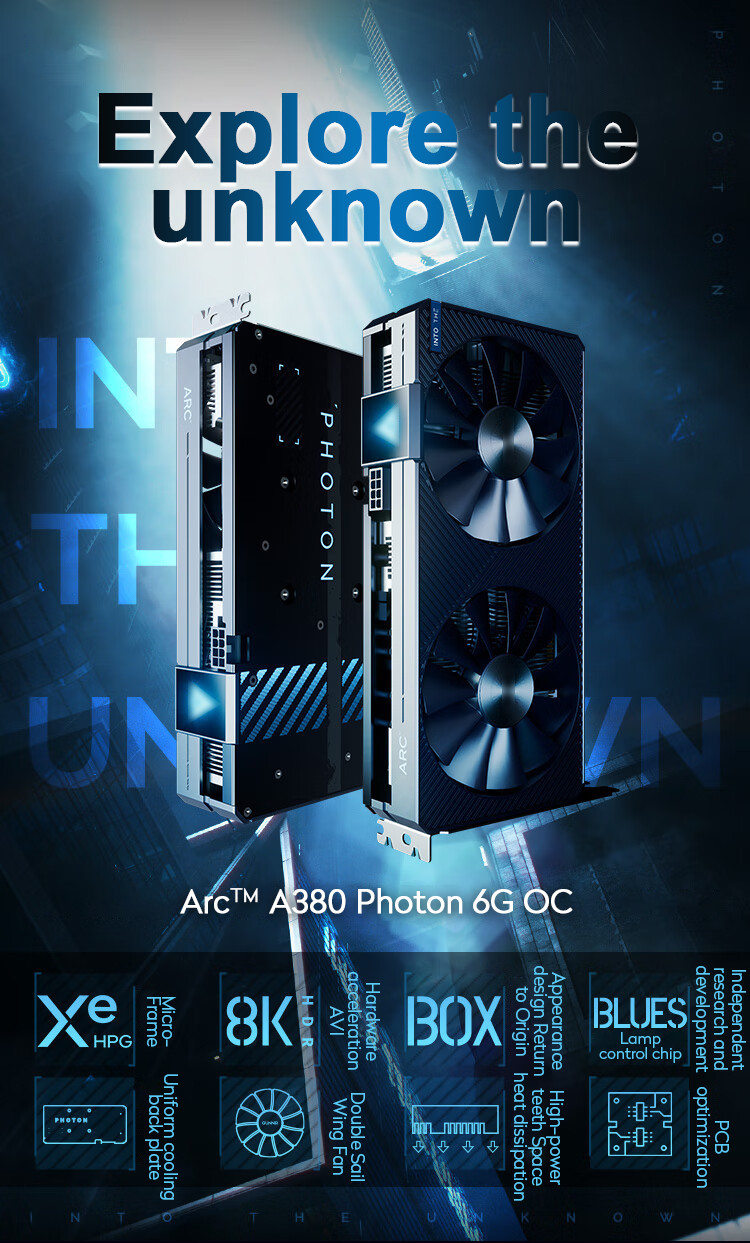 Arc A380 Photon 6G 2450MHz GDDR6 OC Overclocking Game Design Video Clip Desktop Discrete Graphics