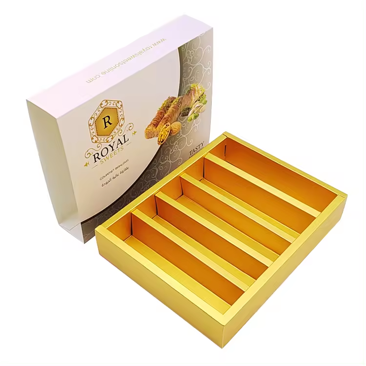 Excellent Service Custom Slide Open Sweet Gold Paperboard Boxes Packaging for Baklava
