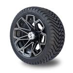 Machined Gloss Black Golf Cart Wheel And Tire Combo 215/35-12 Low Profile DOT
