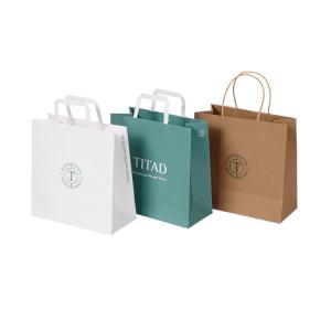Quality Compostable Brown Flat Bottom Kraft Paper Shopping Bags Packaging Bulk wholesale