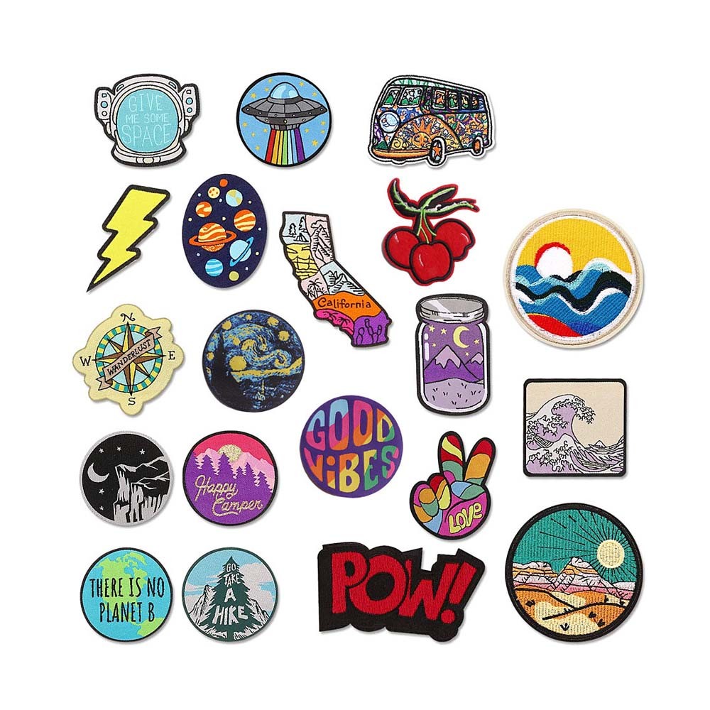 Chenille Merrowed Edge Patch , 2.5'' Polyester Woven Patches For Hats