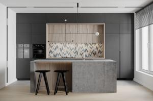 Quality Custom Wooden Kitchens Furniture Moderne Walnut Solid Wood Kitchen Cabinets wholesale