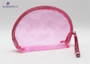 Quality Semicircular Shape Soft PVC Bags Transparent Clear Pink Color Size 17X5.8X13cm wholesale