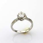 Sterling Silver Engagement Ring with 6mm Blue Topaz Cubic Zirconia(F84)
