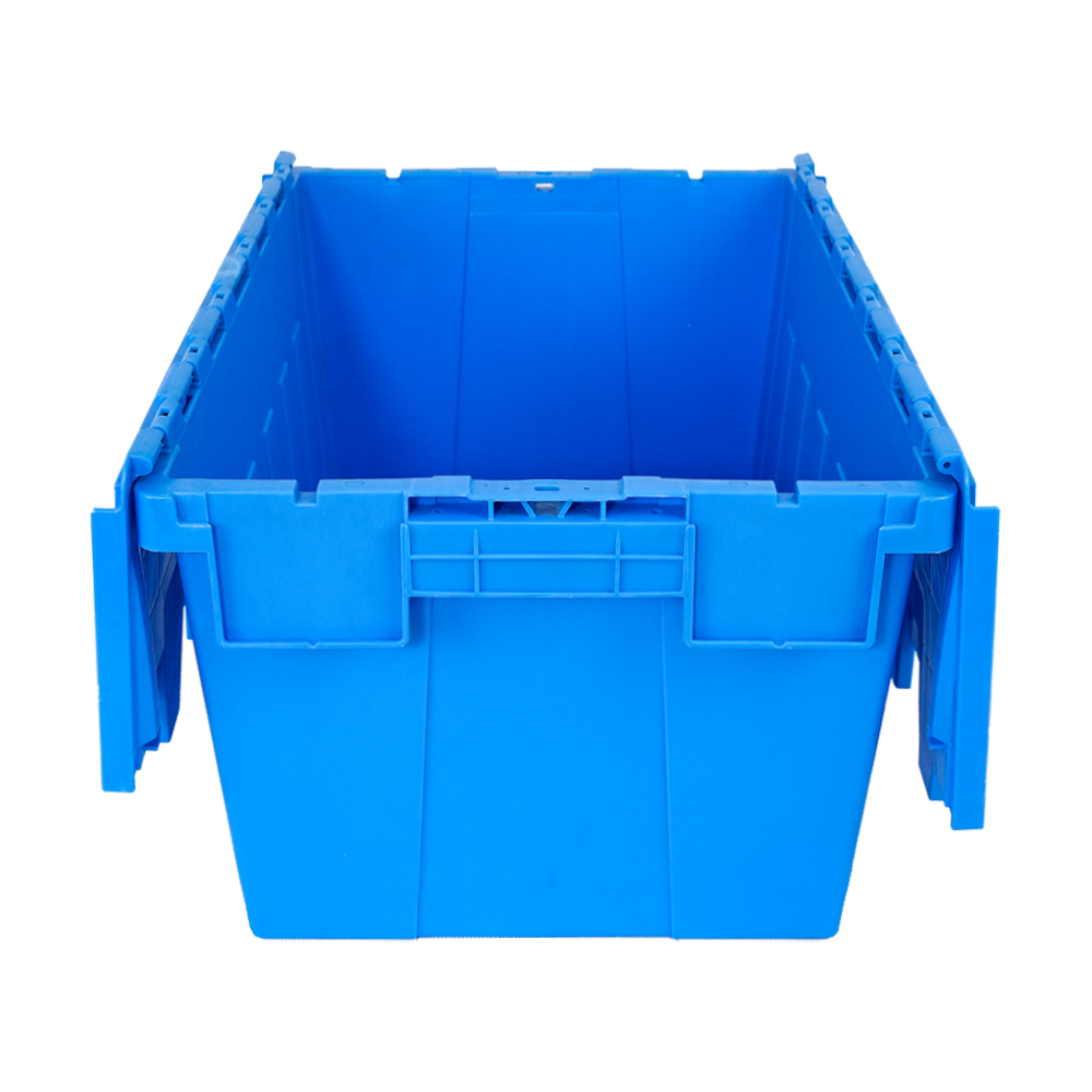 60L Stackable Reusable Plastic Crate with Barcode for Warehouse Logistics Management