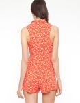 Sleeveless Women Jumpsuits And Rompers , Chiffon Red / Black Little