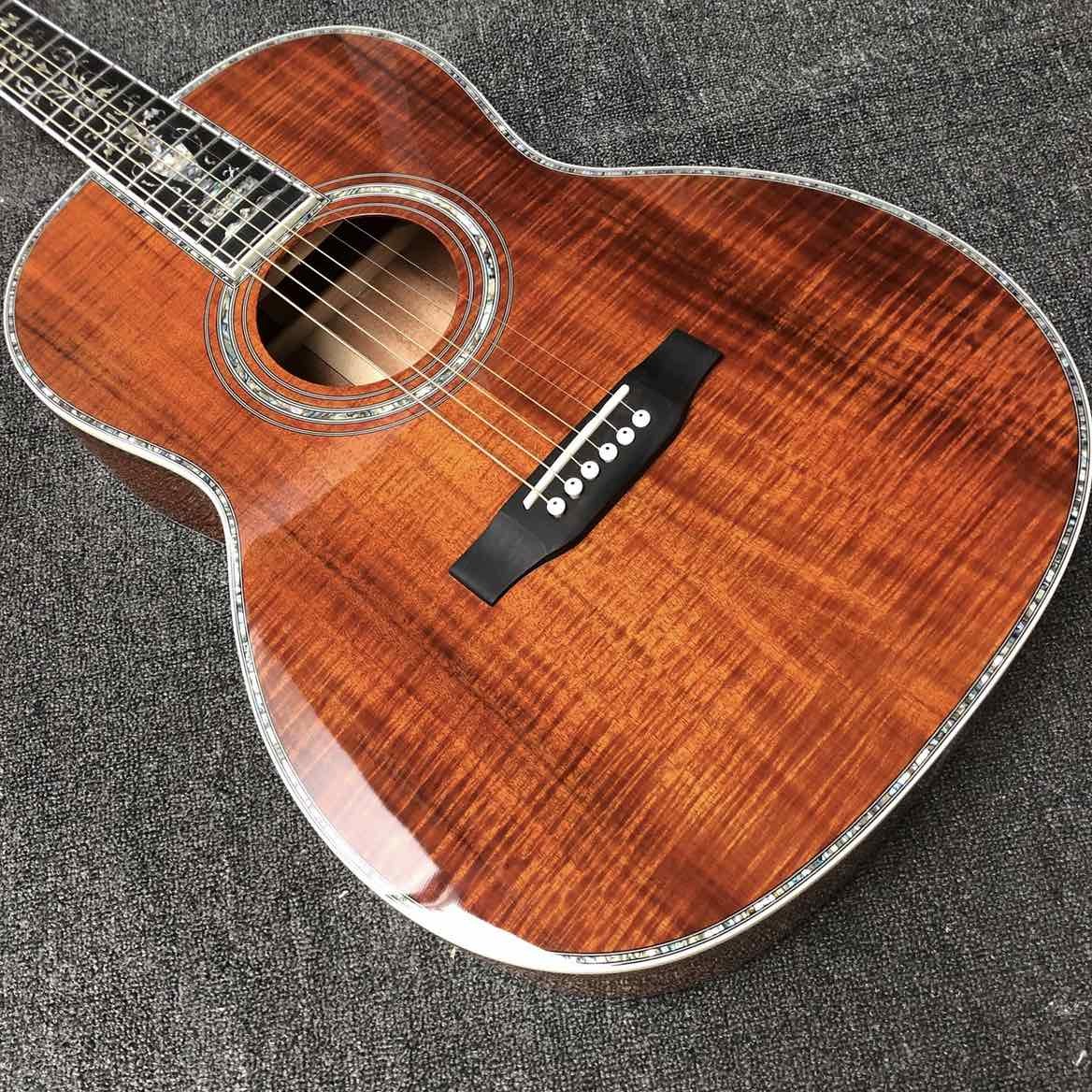 Custom Grand 39" KOA Wood 00045 Parlor Acoustic Guitar 100% All Real Abalone Guitar Accept OOO, OM, D Shape Custom Guita