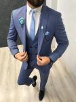 70% Wool 30% Poly Blue Groom Tuxedo Suit For Wedding