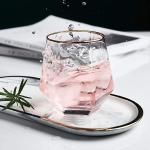 Cocktail Whiskey Diamond Stemless Plastic Wine Glasses 12oz Gold Rim