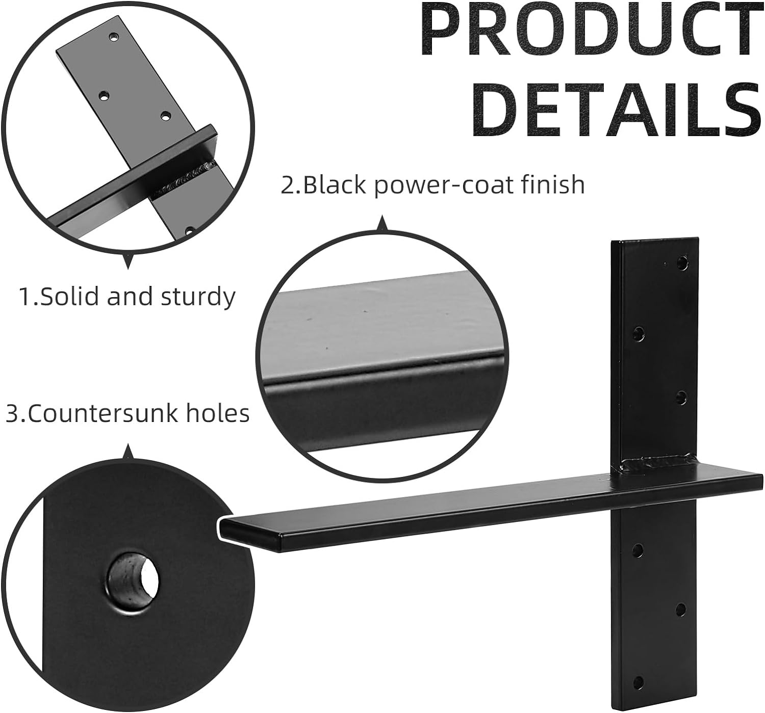 Solid Heavy Duty Steel Floating Shelf Brackets with Stamping Punching Bending Process