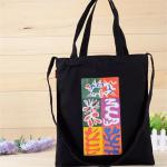Black 100 Cotton Promotional Gift Bags With Silk Screen Printing Hot Stamping