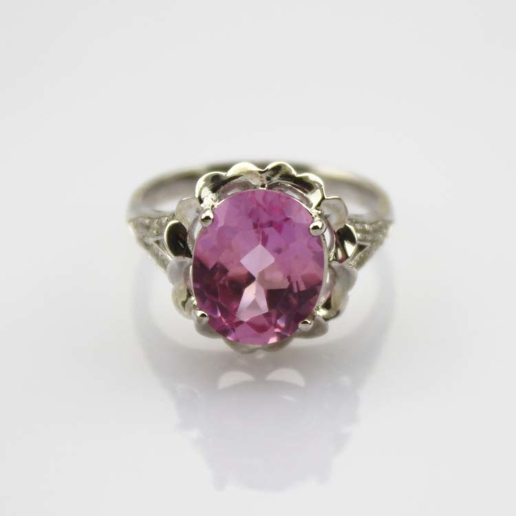 Women Jewelry 9mmx11mm Oval Pink Cubic Zirconia 925 Silver Ring (R186)