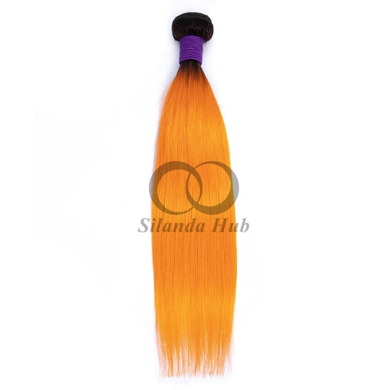 #T1B/Orange Straight Remy Human Hair Bundles Sew In Weave Bundles Brazilian Bundle Deals