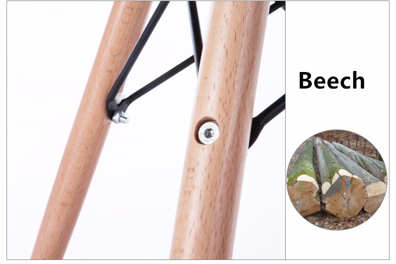 Modern style wood leg stackable plastic chair