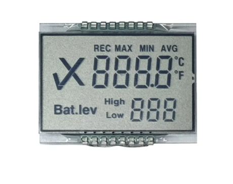 TN Positive Reflective Monochrome Black Digits Custom Segment LCD Display