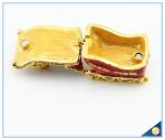 Enamel Craft Cute Bear Trinket Box Crystal Boat Shape Jewelry Box For Festival