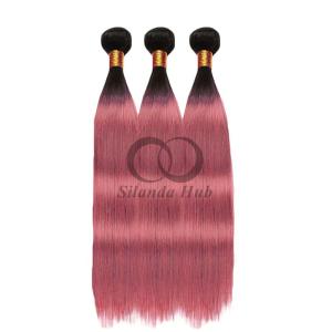 Quality #T1B/Pink Straight Remy Human Hair Bundles Sew In Weave Bundles Brazilian Bundle Deals wholesale
