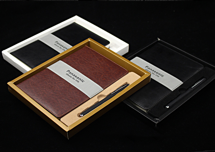 Gift Set Hardcover Leather A5 Lined Journal Writing Thick Classic Ruled Notebook with Pen