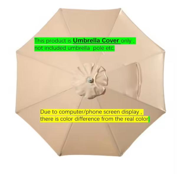 10ft Replacement beige parasol Covers 8 Ribs Market Patio Umbrella Canopy Cover