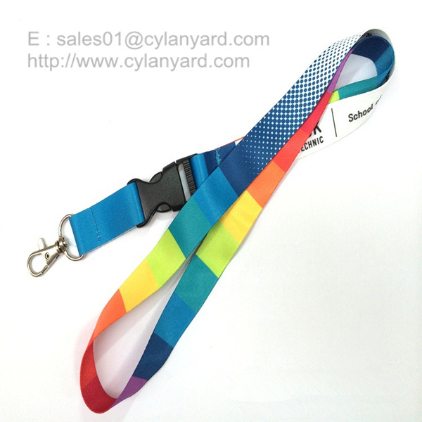 Dye sub printing lanyard with detachable release buckle