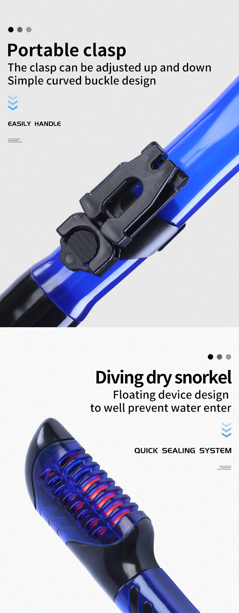 Silicone Mouthpiece Dry Top Snorkel Set PVC Tube For Swimming Diving