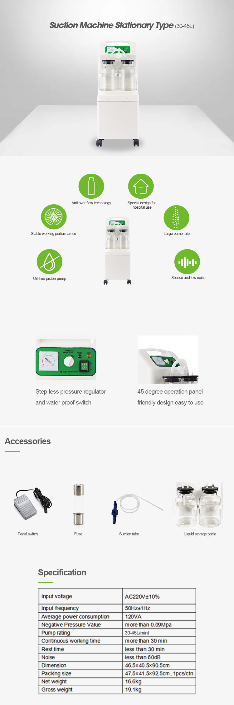 On sales high quality 9A-26BE medical electric portable suction machine for operation