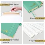 Green Vegan PU Leather Small Academic Planner Monthly Weekly Agenda