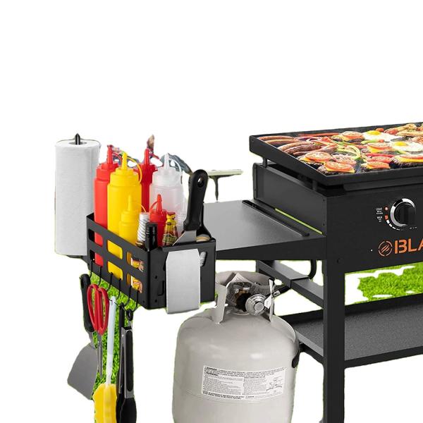 Space Saving Outdoor Grill Organizer with Paper Towel Holder Tool and Firm
