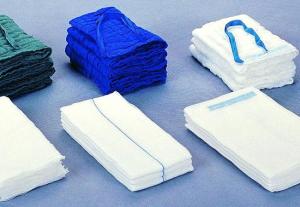 Quality Lap Sponges Medical Gauze 100% cotton absorbent green and blue wholesale