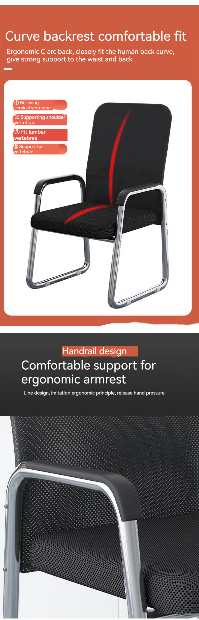 Stylish Office Computer Chair for Comfortable Sedentary Fixed Handrail Y Mail Packing