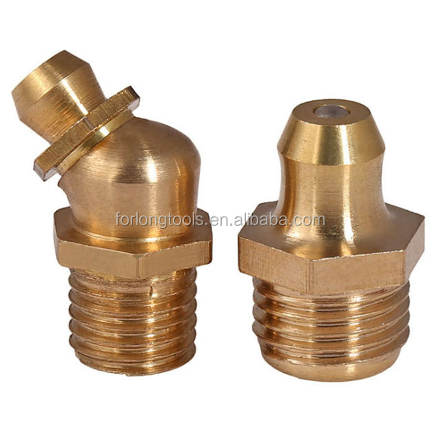 High Temperature Resistant Brass M8 M10 M6 5/16-24 1/4-19 1/4-28 Grease Zerk Nipple Fitting for Industrial Applications