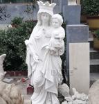 Life Size White Marble Virgin Mary Holding Baby Jesus Statues Religious