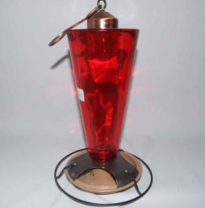 Quality Red acrylic Glass Metal Stamping Garden Bird Feeder / Cast Iron Bird Feeder wholesale