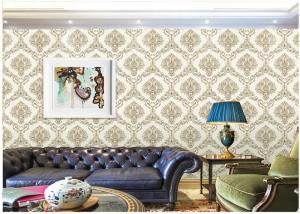 Quality Waterproof Embossed Damask Wallpaper For Walls , Fashion Damask Vinyl Wallpaper wholesale