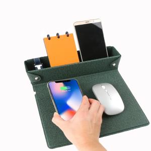 Quality Magnetic Wireless Charging Leather Desk Pad Multifunctional Folding wholesale