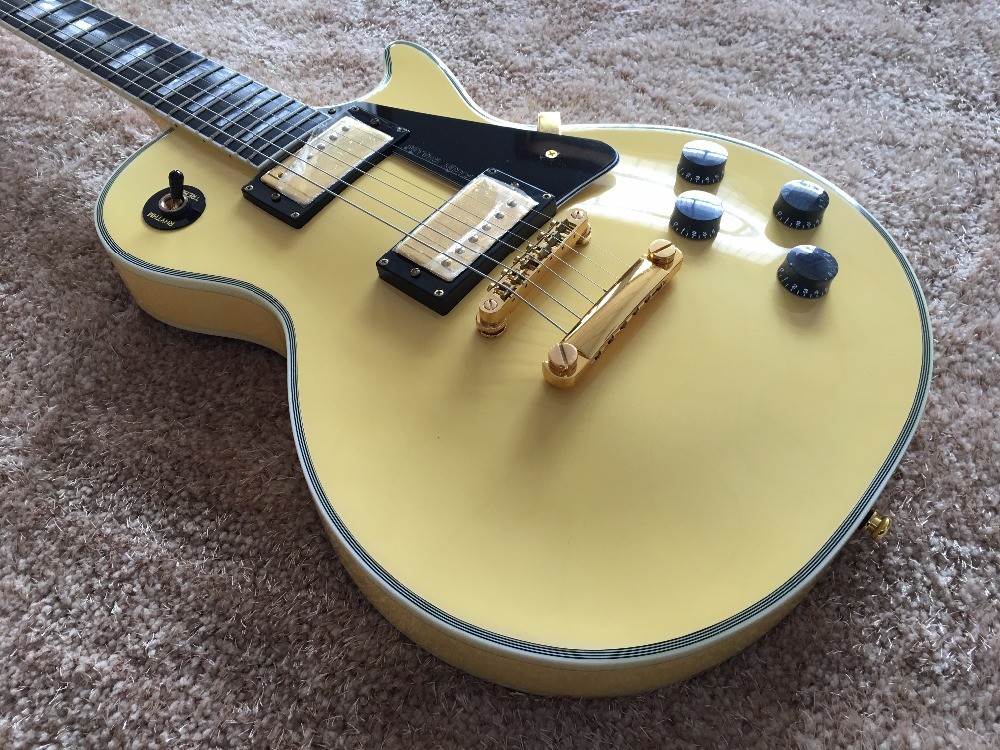 Custom guitar shop lp electric guitar Cream color 7 ply binding Ebony fingerboard Golden hardwares Grover tuner Randy Rh