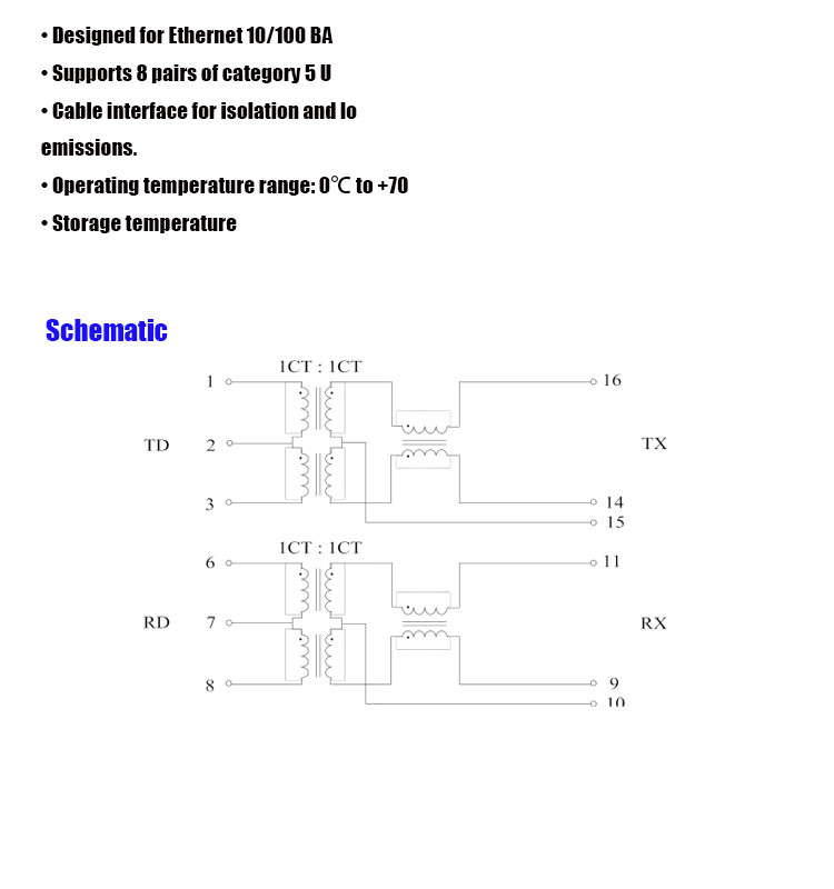 16PIN SMD SMT Ethernet Transformer 100 / 1000 BASE-T Modules
