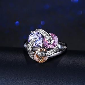 Quality Luxury Female Big Crystal Round Engagement Ring Cute 925 Silver Zircon Stone Ring Vintage Wedding Rings For Women wholesale