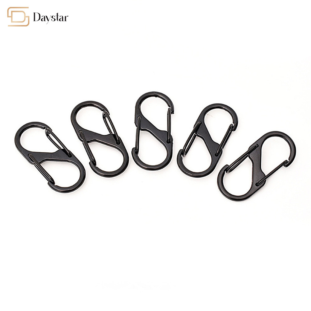 Interlocking Keychain Metal S Hook , Dual Wire Gate Clip Carabiner Slide Lock