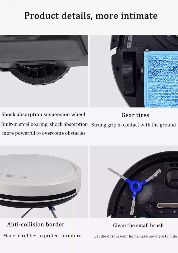 Glomarket Smart Home Tuya Robotic Auto Vacuum Cleaner 2500mah Battery Multifunction