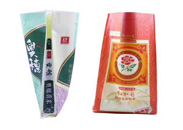 Matt / Pearl Film Pp Woven Rice Bag , Polypropylene Packaging Bags With Top