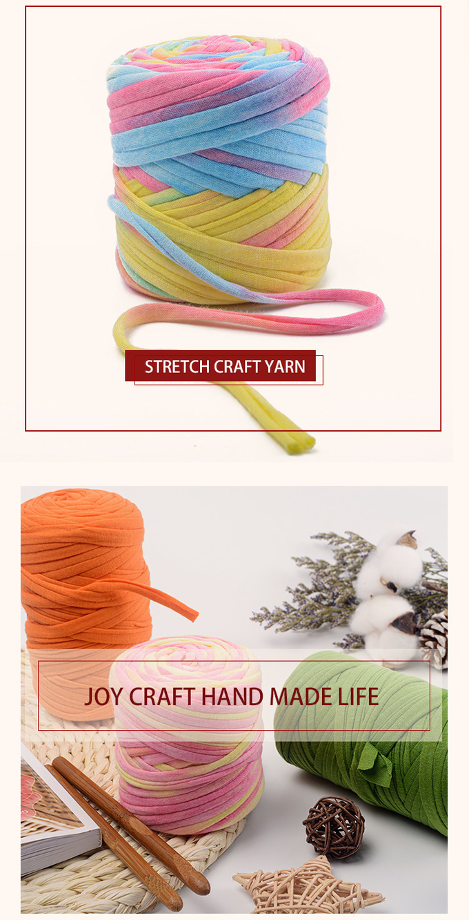 1/0.3NM 100% Polyester T Shirt Wool Yarn Fancy Crochet Yarn For Hand Carded Rugs Carpets