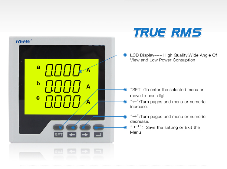 Original Factory Product Three Phase Intelligent LCD Display Multi-function Multimeters RH-3D3YS