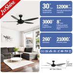 54 Inch Dc Motor Black Plastic Ceiling Fan With 6 Speeds Remote Control