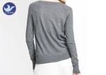 Side Vent Fashion Cutting Womens Knit Pullover Sweater Crew Neck Long Sleeves