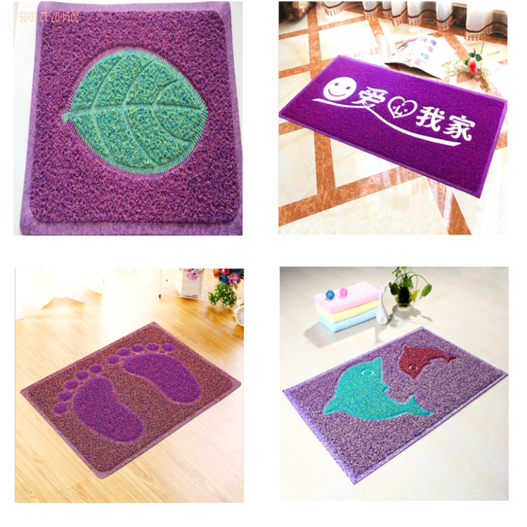 Solid Color Coir Fiber Matting Double Hearts Design Seamed Pattern