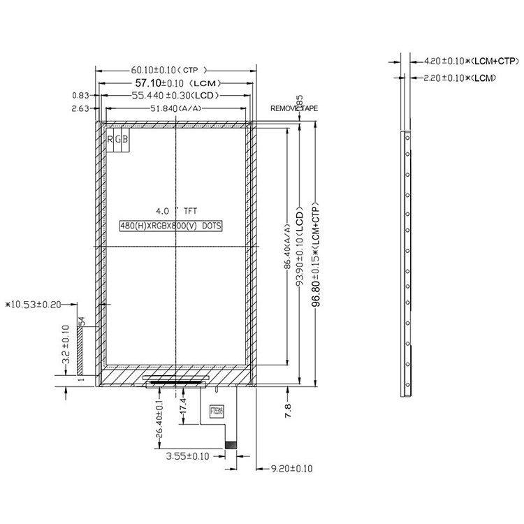 4.0 inch ST7701S TFT LCD Display IPS Screen 480*800 with/without Touch Panel FT5316