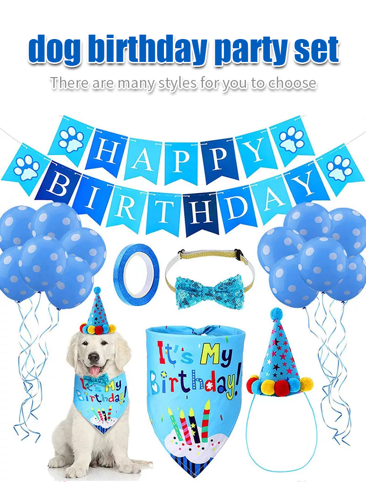 Dog's Birthday Party Supplies Pull Flag Hat and More Get Ready Celebrate